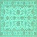 Square Machine Washable Oriental Turquoise Traditional Area Rugs, wshtr1571turq