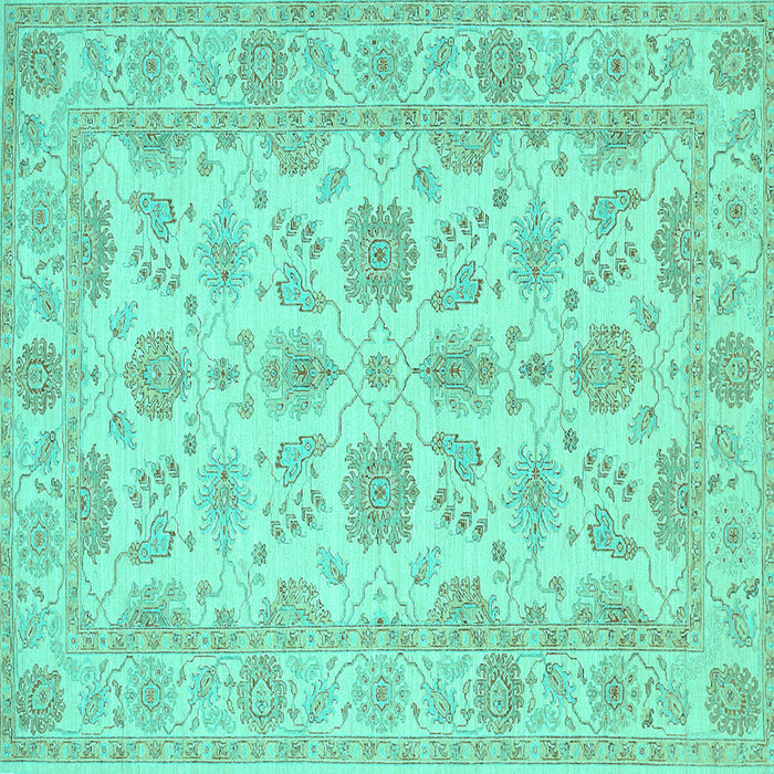 Square Oriental Turquoise Traditional Rug, tr1571turq