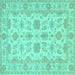Square Oriental Turquoise Traditional Rug, tr1571turq