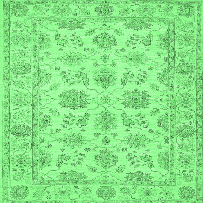 Square Machine Washable Oriental Emerald Green Traditional Area Rugs, wshtr1571emgrn