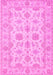 Machine Washable Oriental Pink Traditional Rug, wshtr1571pnk