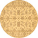 Round Oriental Brown Traditional Rug, tr1571brn