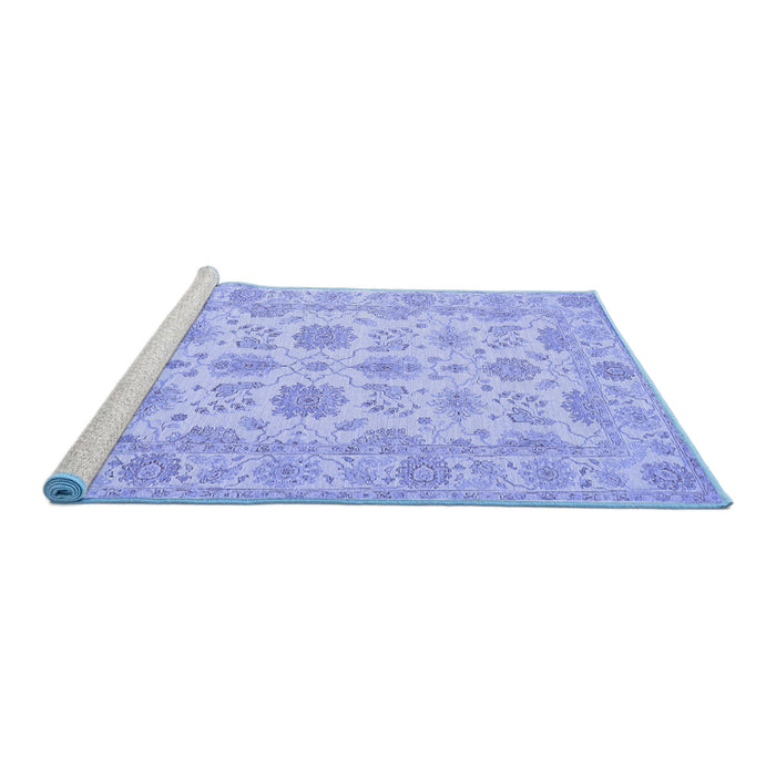 Sideview of Machine Washable Oriental Blue Traditional Rug, wshtr1571blu