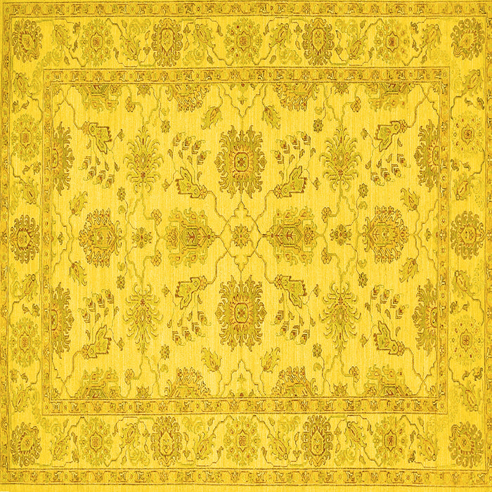 Square Oriental Yellow Traditional Rug, tr1571yw