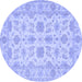 Round Oriental Blue Traditional Rug, tr1571blu