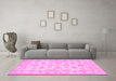 Machine Washable Oriental Pink Traditional Rug in a Living Room, wshtr1572pnk