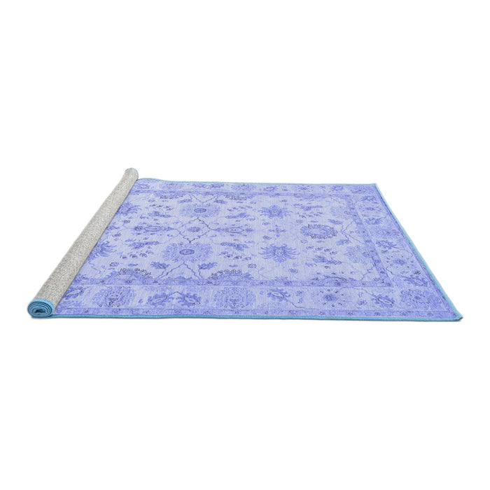 Sideview of Machine Washable Oriental Blue Traditional Rug, wshtr1572blu