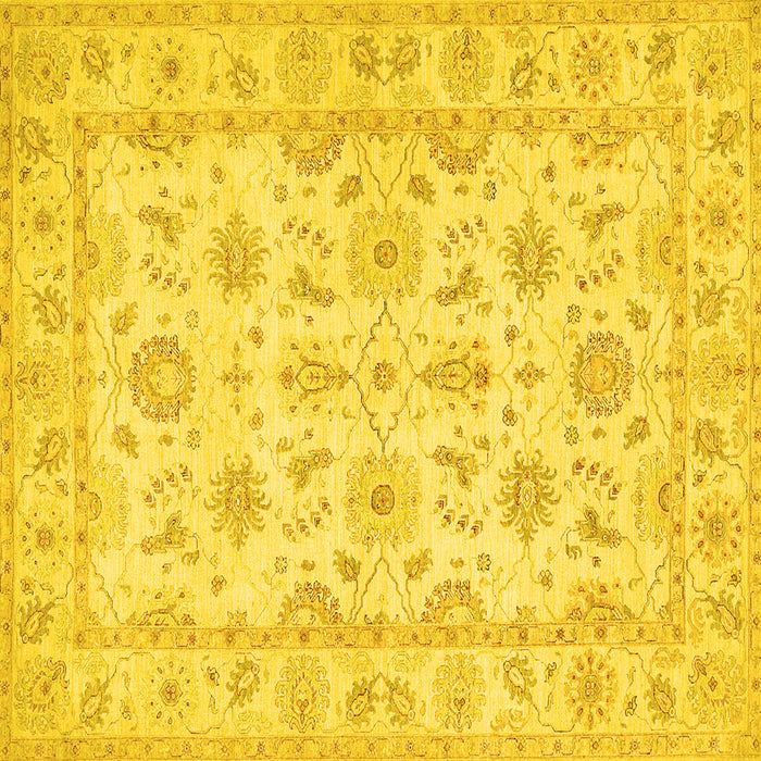 Square Machine Washable Oriental Yellow Traditional Rug, wshtr1572yw
