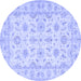 Round Oriental Blue Traditional Rug, tr1572blu