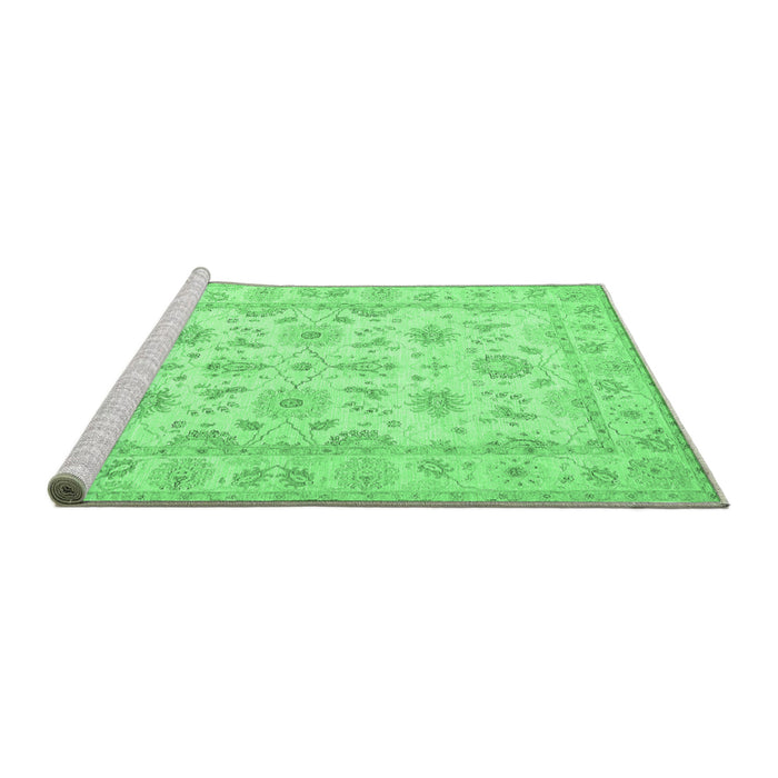 Sideview of Machine Washable Oriental Emerald Green Traditional Area Rugs, wshtr1572emgrn