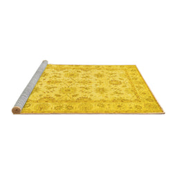 Sideview of Machine Washable Oriental Yellow Traditional Rug, wshtr1572yw