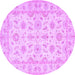 Round Oriental Purple Traditional Rug, tr1572pur