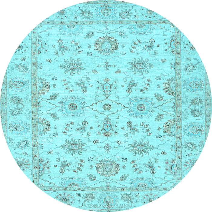 Round Oriental Light Blue Traditional Rug, tr1572lblu