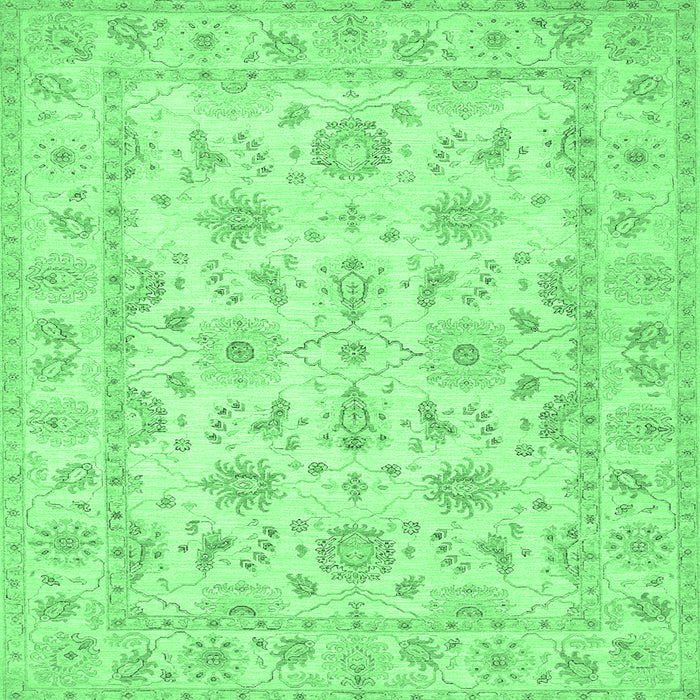 Square Machine Washable Oriental Emerald Green Traditional Area Rugs, wshtr1572emgrn