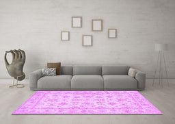 Machine Washable Oriental Purple Traditional Area Rugs in a Living Room, wshtr1572pur