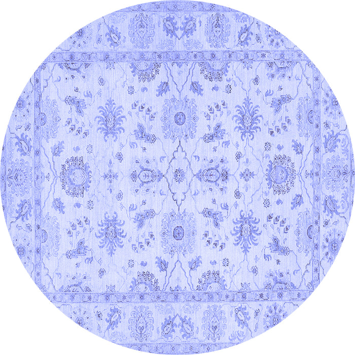 Round Machine Washable Oriental Blue Traditional Rug, wshtr1572blu