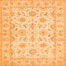 Round Machine Washable Oriental Orange Traditional Area Rugs, wshtr1572org