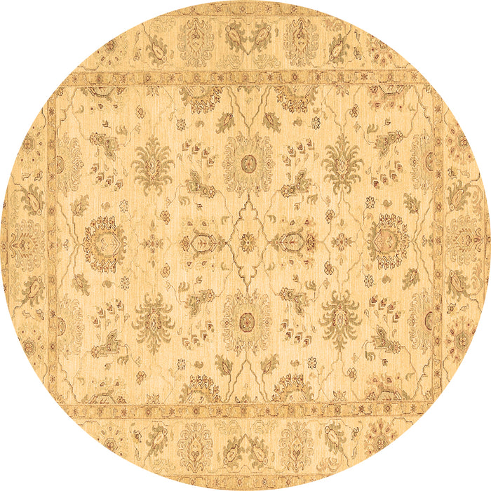 Round Oriental Brown Traditional Rug, tr1572brn