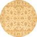 Round Oriental Brown Traditional Rug, tr1572brn