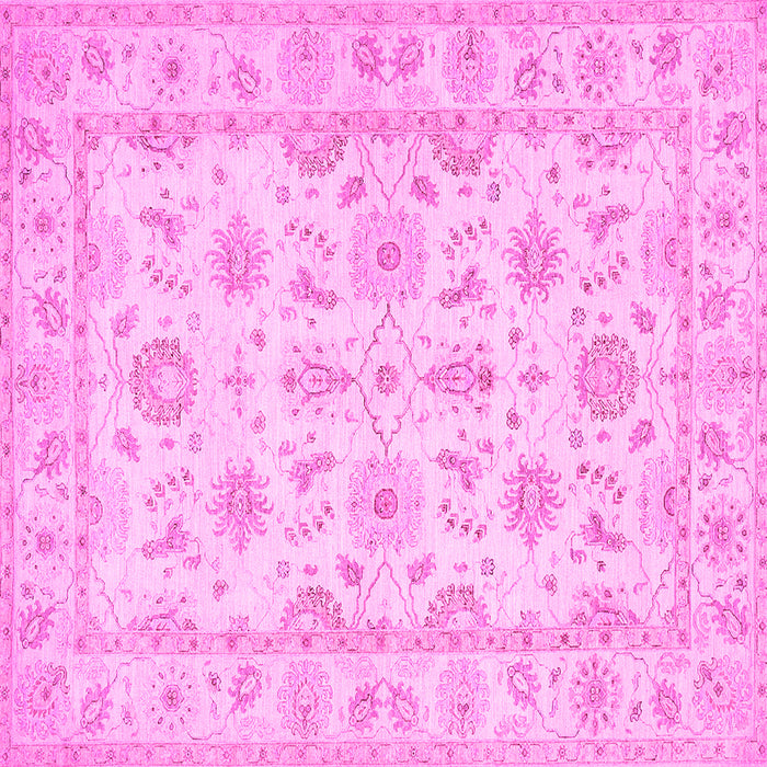 Square Machine Washable Oriental Pink Traditional Rug, wshtr1572pnk