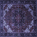 Square Machine Washable Persian Blue Traditional Rug, wshtr1573blu