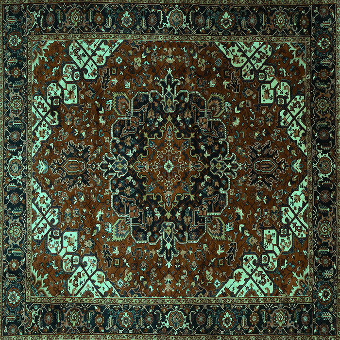 Square Machine Washable Persian Turquoise Traditional Area Rugs, wshtr1573turq