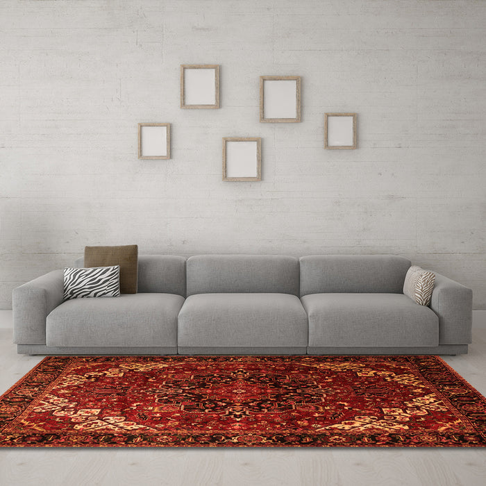 Machine Washable Persian Orange Traditional Area Rugs in a Living Room, wshtr1573org