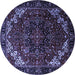 Round Persian Blue Traditional Rug, tr1573blu