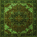 Round Machine Washable Persian Green Traditional Area Rugs, wshtr1573grn