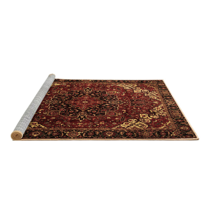 Sideview of Machine Washable Persian Brown Traditional Rug, wshtr1573brn
