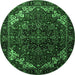 Round Persian Emerald Green Traditional Rug, tr1573emgrn