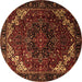 Round Persian Brown Traditional Rug, tr1573brn