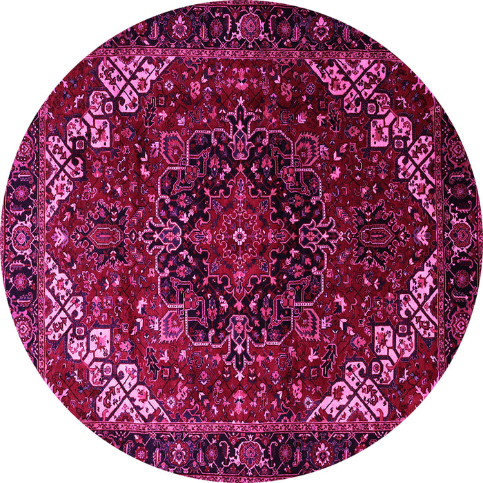 Round Machine Washable Persian Pink Traditional Rug, wshtr1573pnk