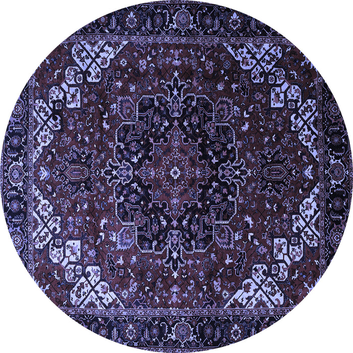 Round Machine Washable Persian Blue Traditional Rug, wshtr1573blu