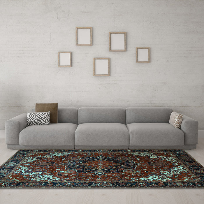 Machine Washable Persian Light Blue Traditional Rug in a Living Room, wshtr1573lblu