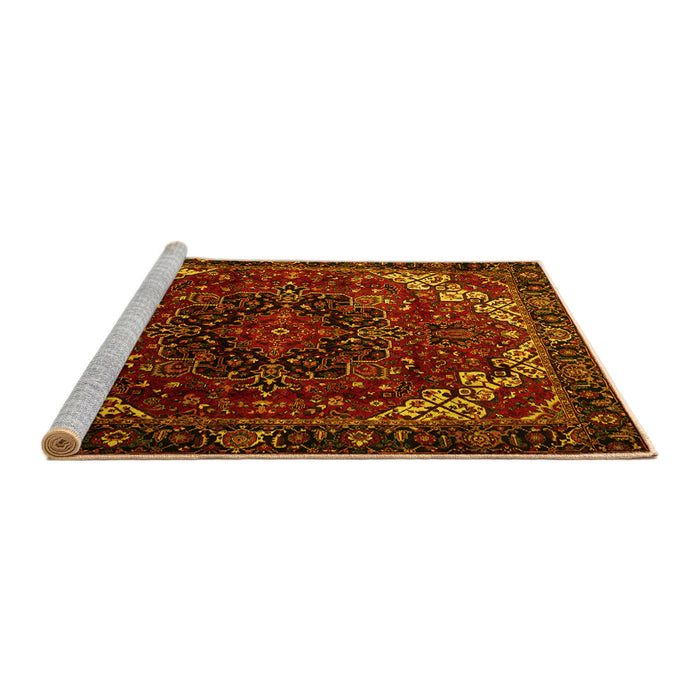 Sideview of Machine Washable Persian Yellow Traditional Rug, wshtr1573yw