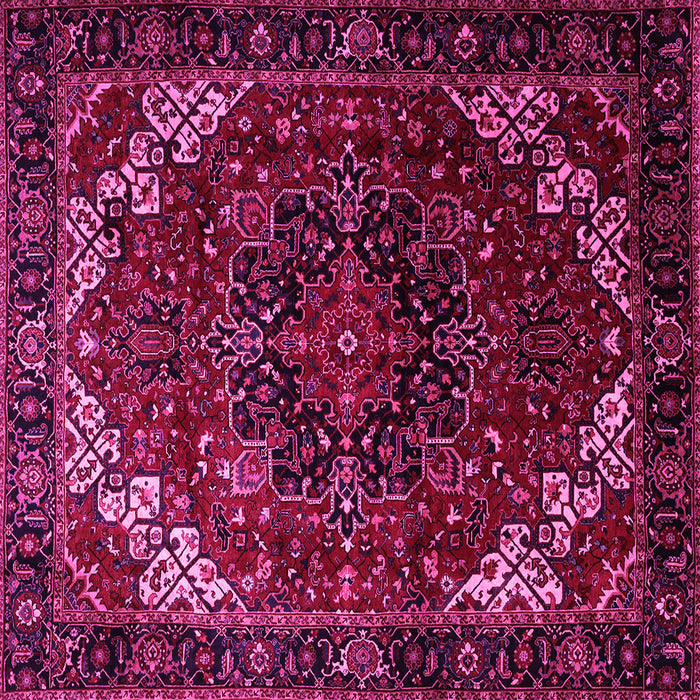 Square Machine Washable Persian Pink Traditional Rug, wshtr1573pnk
