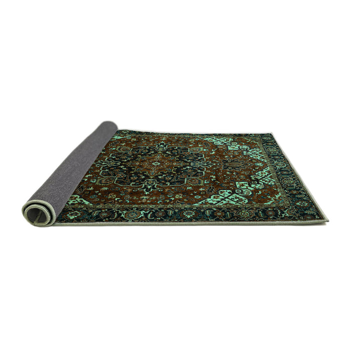 Sideview of Persian Turquoise Traditional Rug, tr1573turq