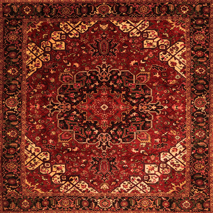 Round Machine Washable Persian Orange Traditional Area Rugs, wshtr1573org