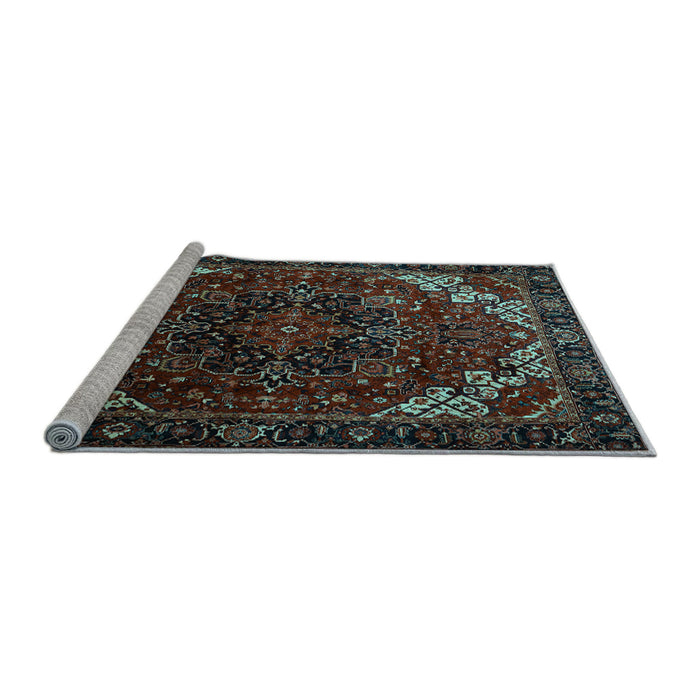 Sideview of Machine Washable Persian Light Blue Traditional Rug, wshtr1573lblu