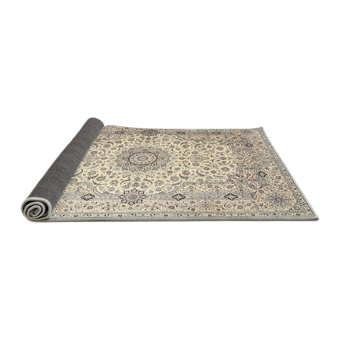 Sideview of Traditional Vanilla Gold Medallion Rug, tr1574