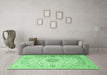 Machine Washable Medallion Emerald Green Traditional Area Rugs in a Living Room,, wshtr1574emgrn