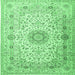 Square Medallion Emerald Green Traditional Rug, tr1574emgrn