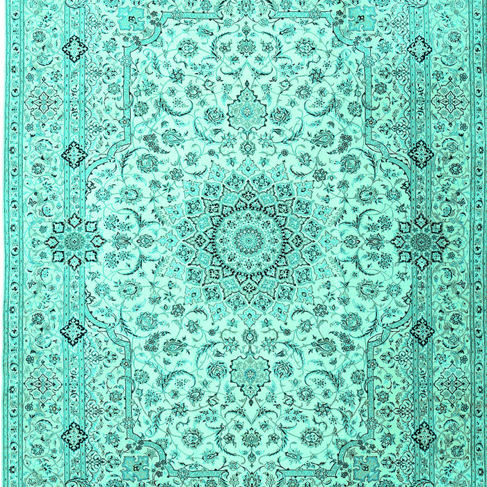 Machine Washable Medallion Turquoise Traditional Area Rugs, wshtr1574turq