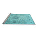 Sideview of Machine Washable Medallion Light Blue Traditional Rug, wshtr1574lblu