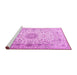 Sideview of Machine Washable Medallion Pink Traditional Rug, wshtr1574pnk