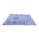 Sideview of Machine Washable Medallion Blue Traditional Rug, wshtr1574blu