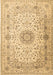 Machine Washable Medallion Brown Traditional Rug, wshtr1574brn