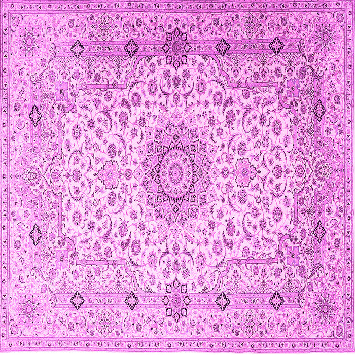 Square Machine Washable Medallion Pink Traditional Rug, wshtr1574pnk