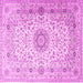 Square Machine Washable Medallion Pink Traditional Rug, wshtr1574pnk